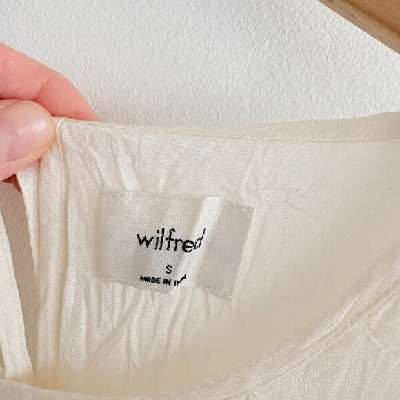 Aritzia Wilfred La  Boheme Sidonie Ruffled Scalloped Dress Light Birch Sz Small - Picture 5 of 7